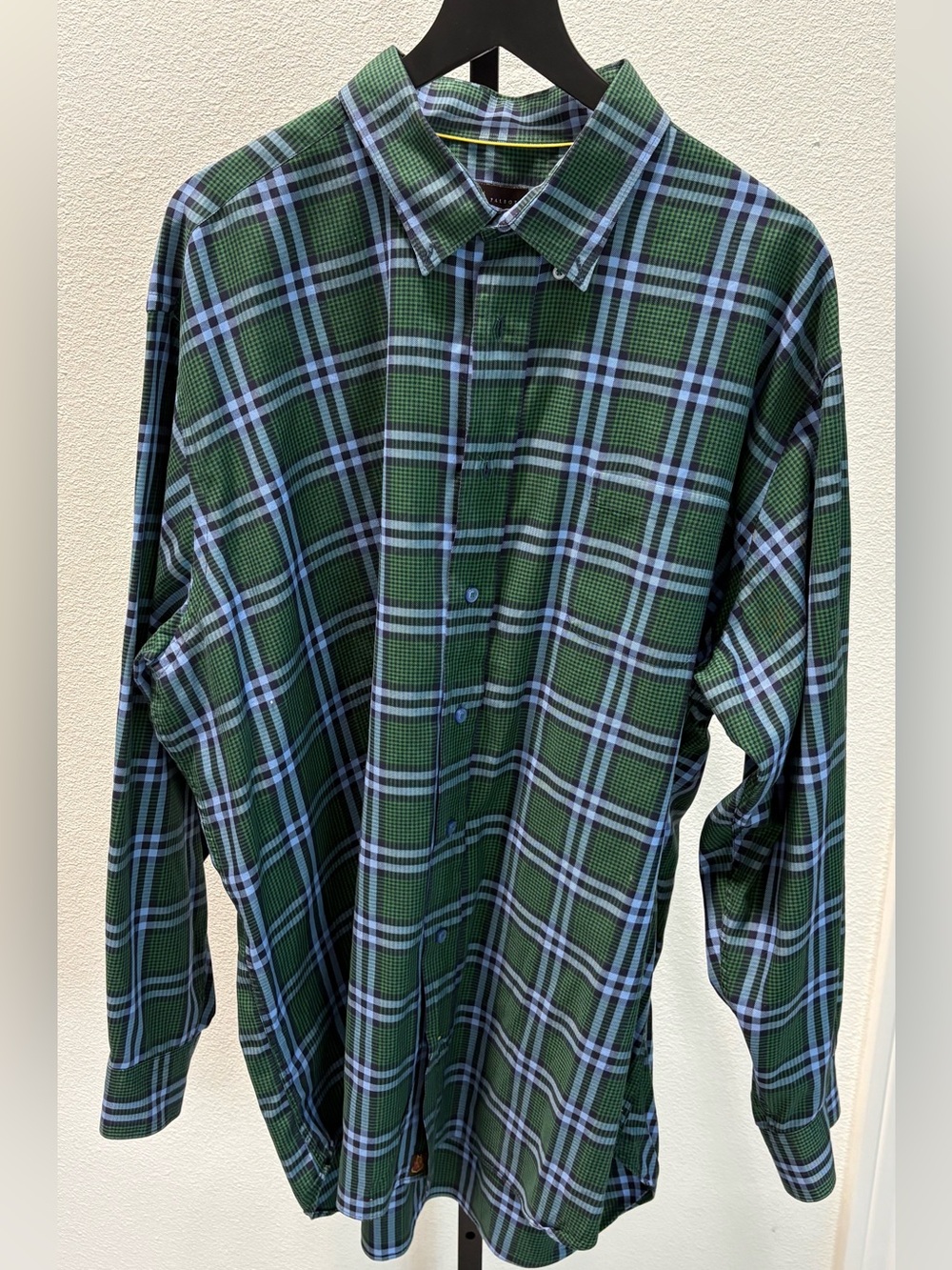 Robert Talbott Green and Blue Plaid Button-Down Shirt